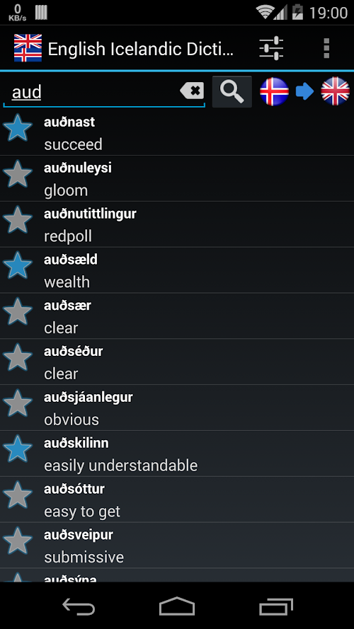 Android application Offline English Icelandic Dict screenshort