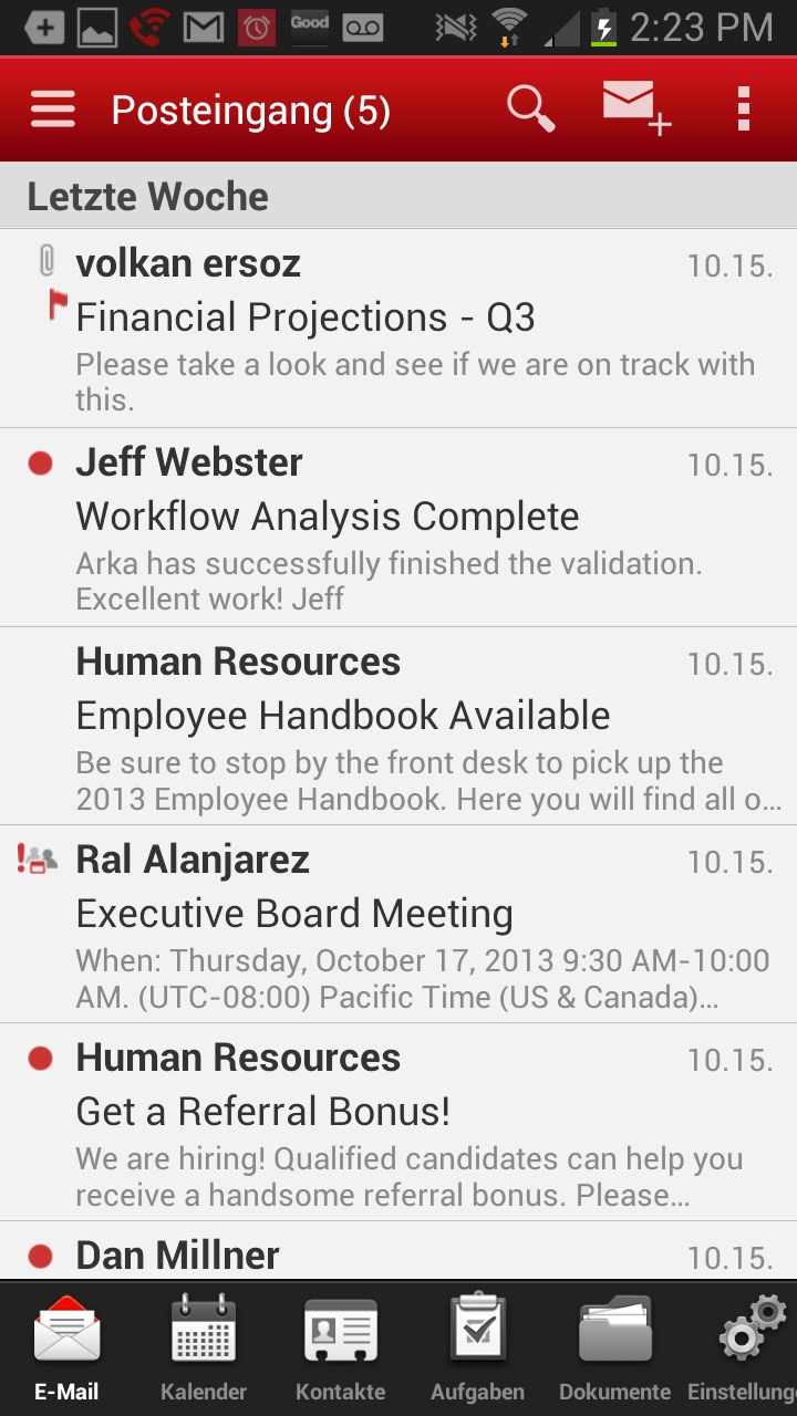Android application Good for Enterprise™ screenshort