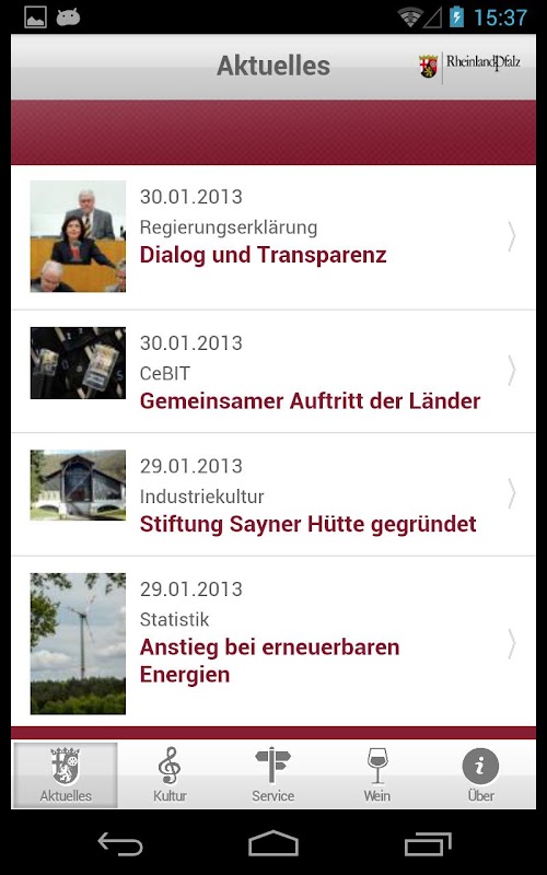 Android application Rheinland-Pfalz screenshort