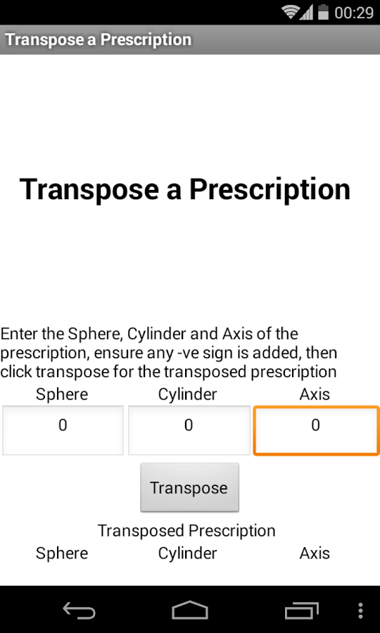 Transpose a Prescription Screen 3