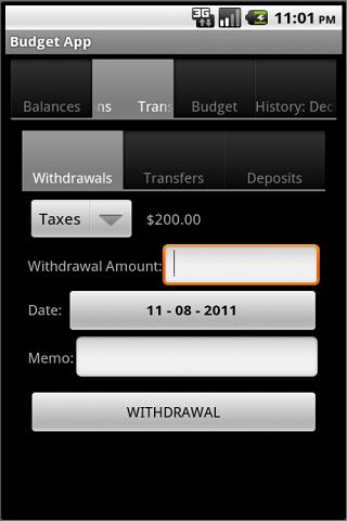 Budget App Screen 2