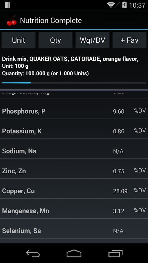 Android application Nutrition Complete screenshort