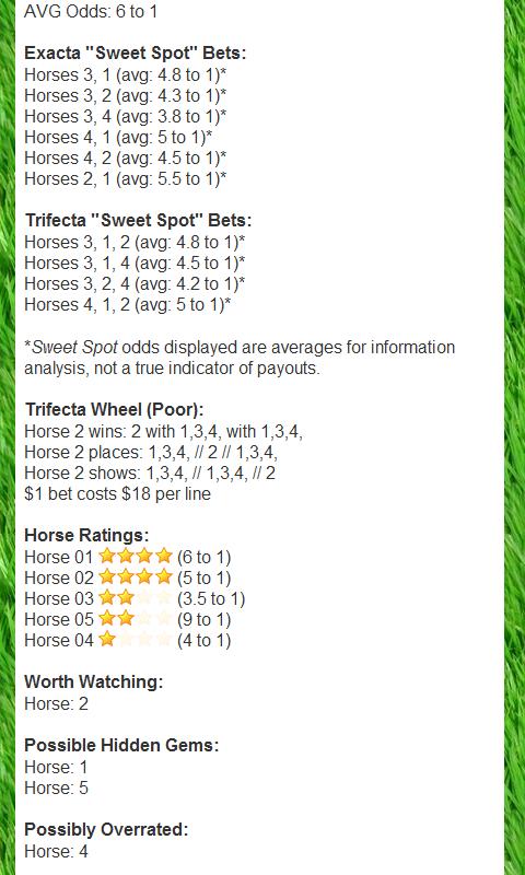 Horse Racing Handicapping Screen 2