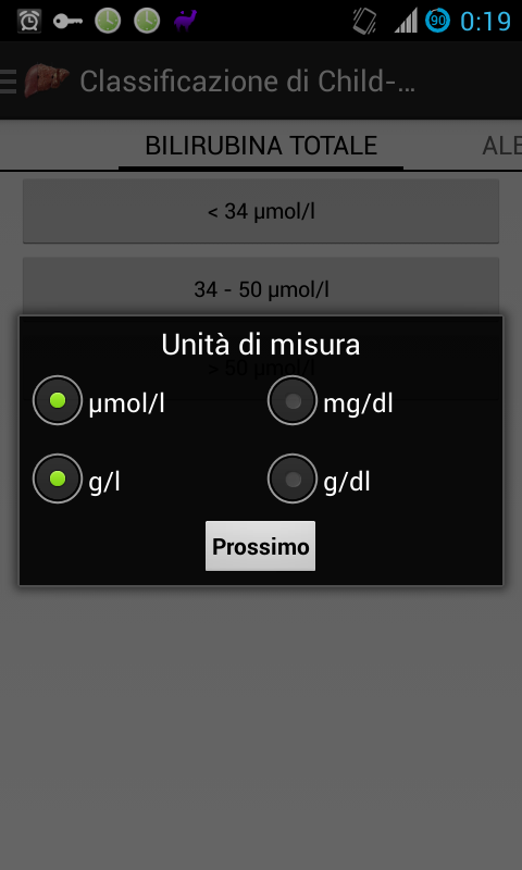 Android application Child-Pugh score (PRO-version) screenshort