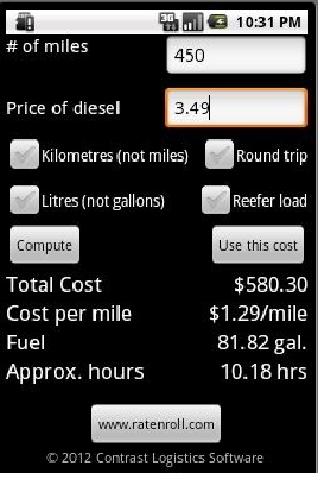 Cost-N-Roll truck cost app