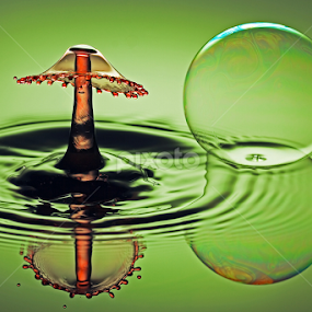A bubble and a splash by William Lee - Abstract Water Drops & Splashes