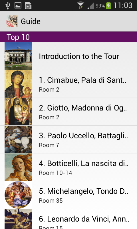 Android application Galleria degli Uffizi Eng LITE screenshort