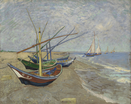 Image result for van gogh   Fishing Boats on the Beach at Les SaintesMaries-de-la-Mer (1888, Van Gogh Museum, Amsterdam/Vincent van Gogh Foundation)