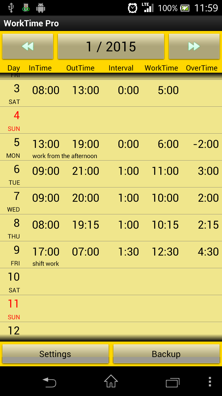 WorkTime Pro Screen 1