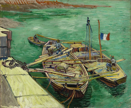Les bateaux amarrés (Quay with Men Unloading Sand Barges)