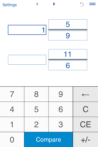 Compare fractions calculator