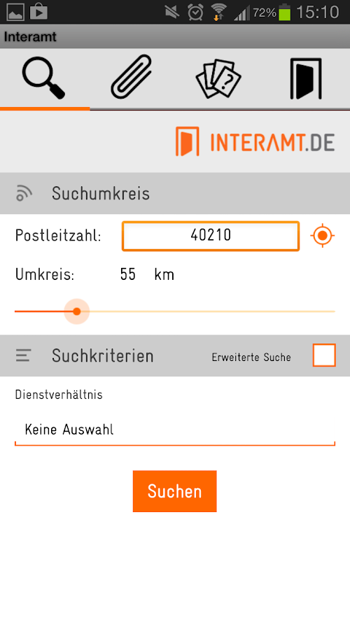 Android application Interamt screenshort