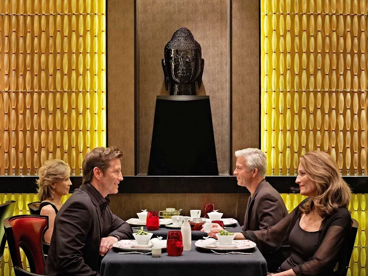 The striking interiors of Oceania Marina's Red Ginger restaurant create the perfect backdrop while you experience its contemporary Asian cusine.