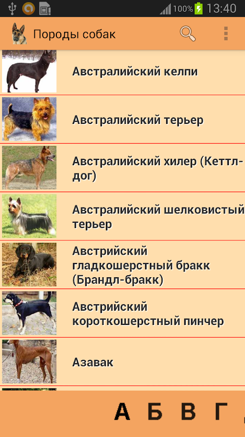 Android application Породы собак (Премиум) screenshort