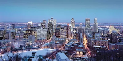 The Quebec City cityscape in winter.
