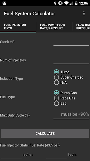 Fuel System Calculator