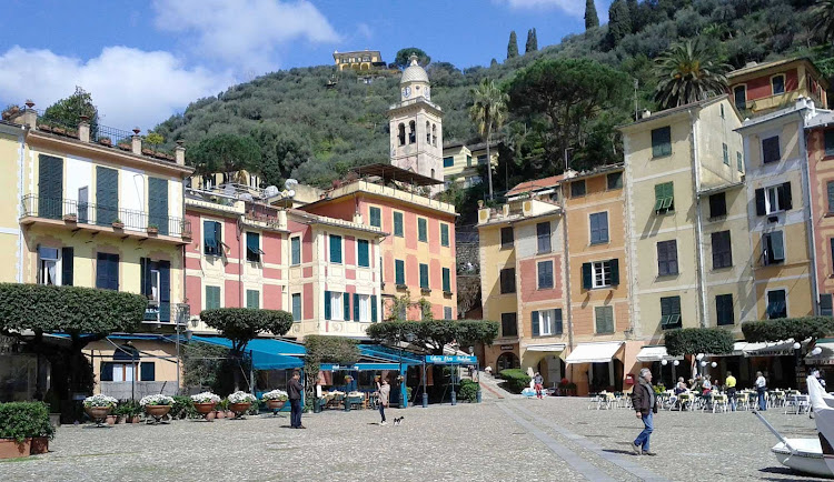 The Piazza in charming Portofino, Italy.