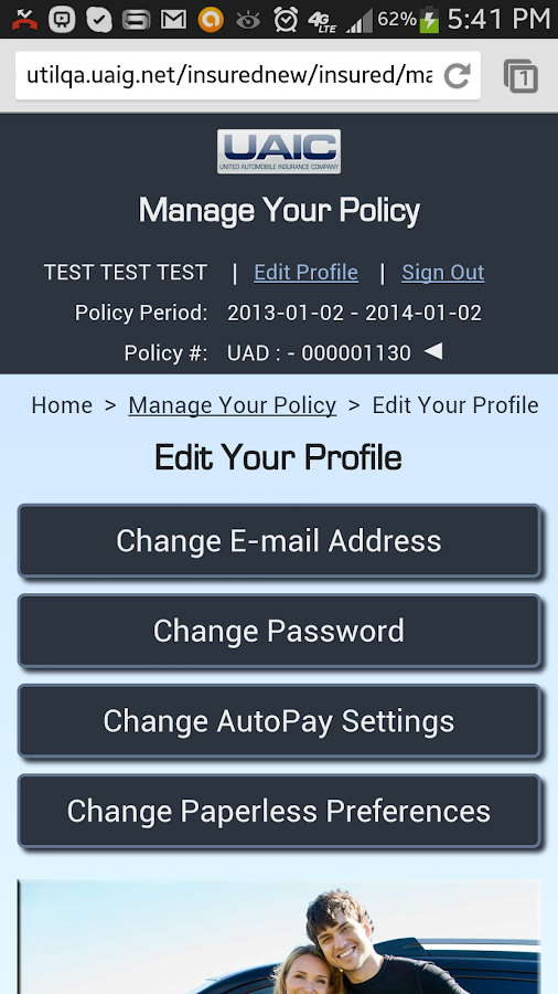 United Automobile Insurance Co - screenshot