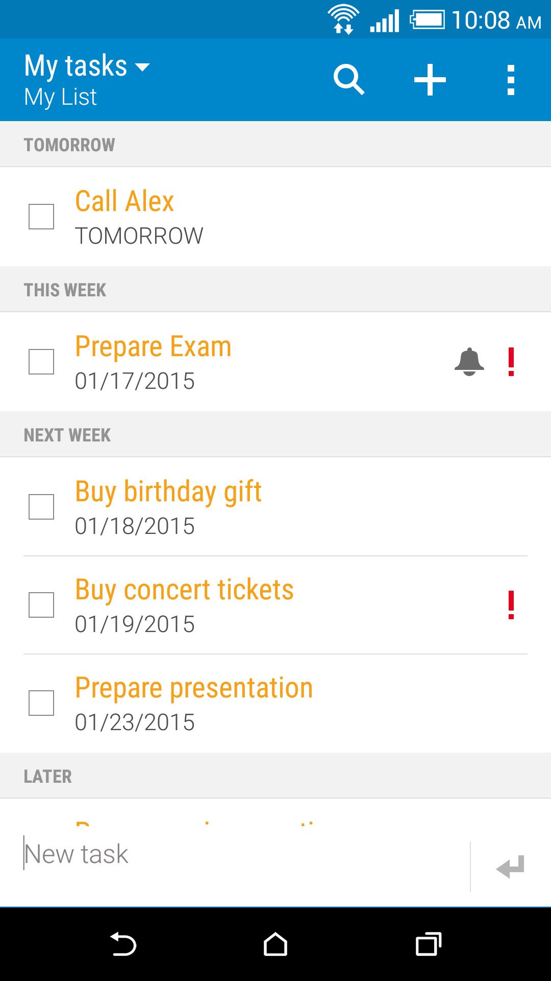 Android application HTC Tasks screenshort