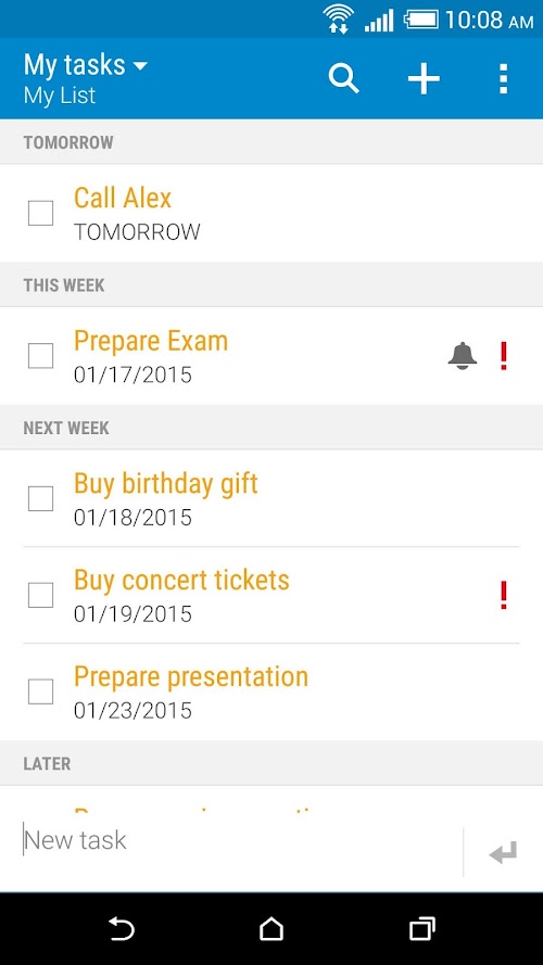Android application HTC Tasks screenshort