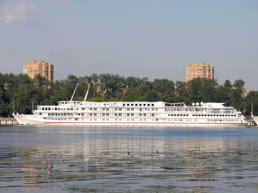 The river cruise ship Viking Rurik at North River Port in Moscow, Russia.
