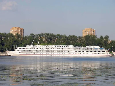 The river cruise ship Viking Rurik at North River Port in Moscow, Russia.