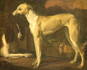 RIJKS: Jan Weenix: Portrait of a Greyhound and Spaniel 1680