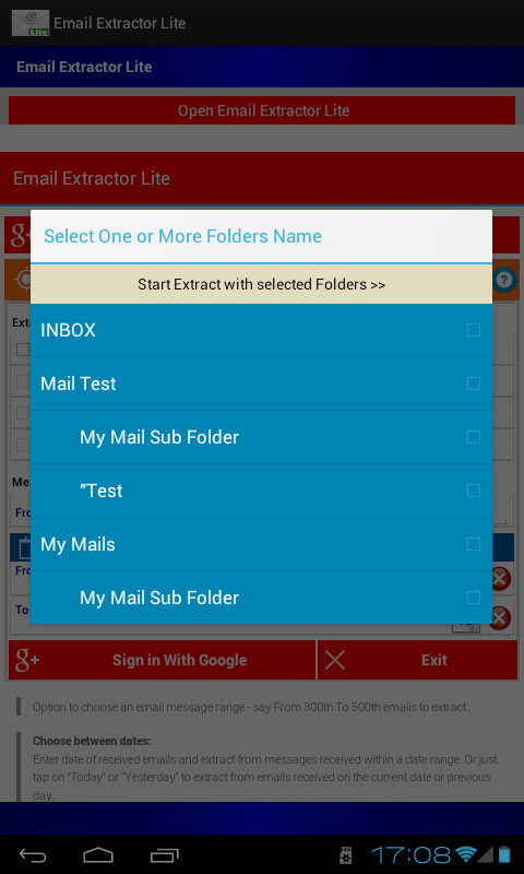 Email Extractor Lite Screen 3
