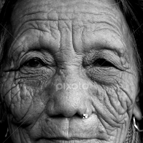 at the age of 90.. by Maadhabi Bhattacharyya - Black & White Portraits & People