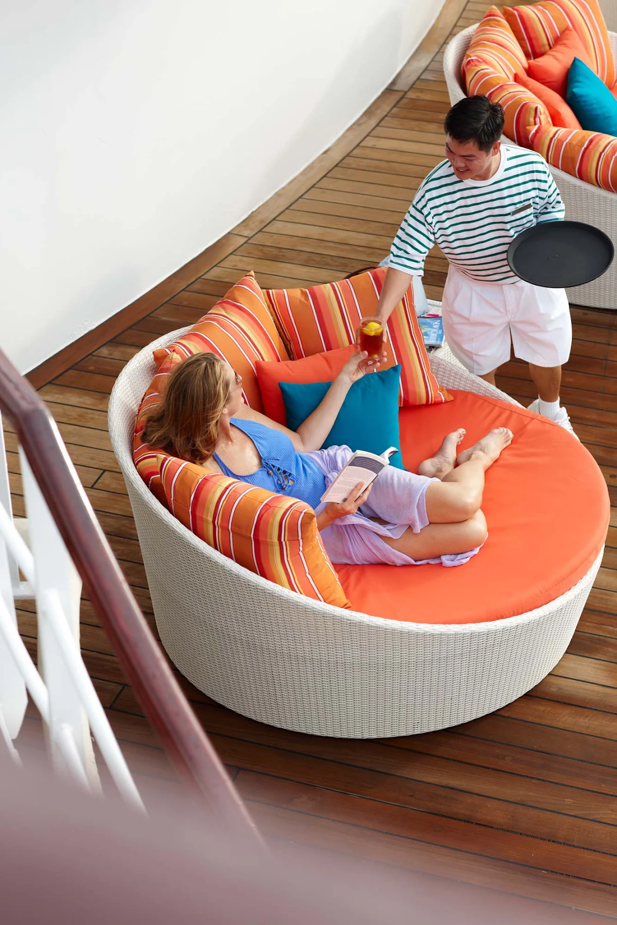 Luxury-Service-Seahorse-Pool-Deck-Service-on-Crystal-Symphony - Call on the attentive staff while you enjoy the Seahorse Pool on the Crystal Symphony.