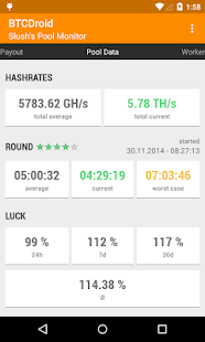 Android application BTCDroid Slushs Pool Monitor screenshot