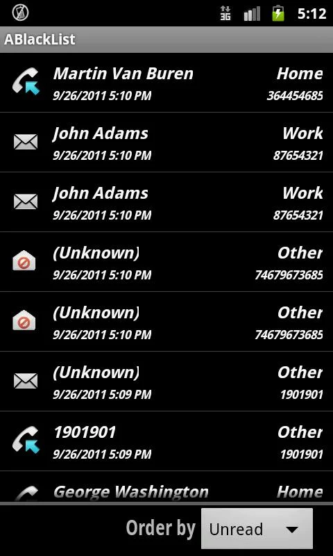 Android Blacklist (ABlacklist) - screenshot