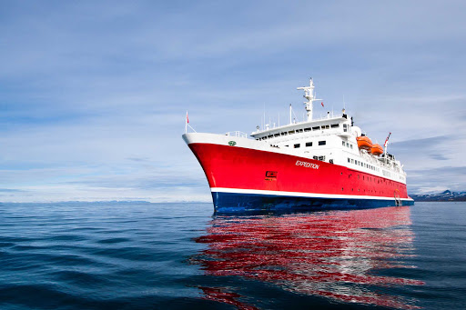 Arctic-Expedition-Ship-Landscape - The ship Expedition from G Adventures during a sailing in the Arctic Ocean. 