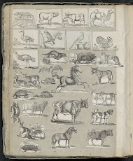 Albumblad met diverse voorstellingen