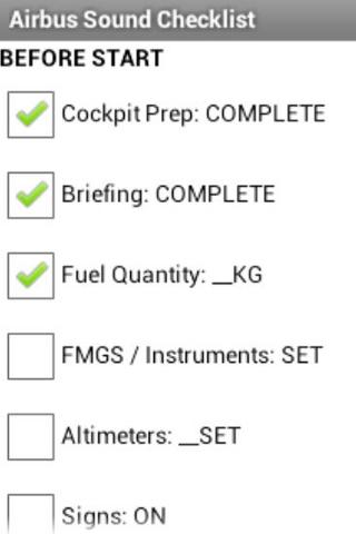 Airbus Sound Checklist