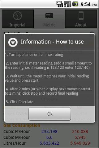 gas rate calculator Screen 3