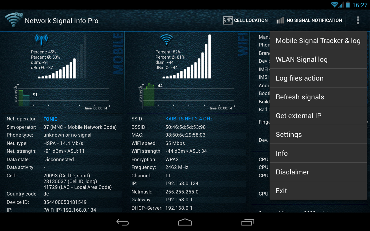 Network Signal Info - screenshot