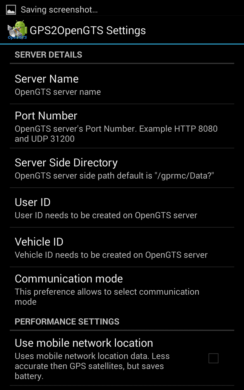 GPS2OpenGTS_Pro Screen 3
