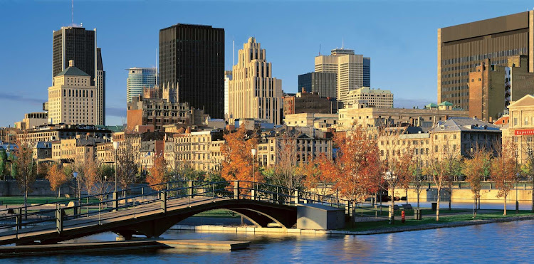 The Montreal cityscape in the fall. 
