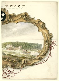 Cartouche met gezicht op het buitengoed Bentveld (rechterblad)