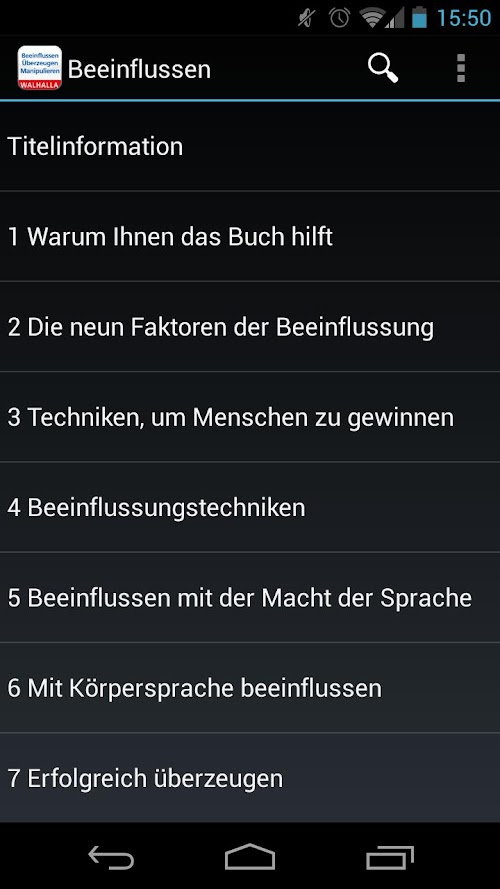 Android application Beeinflussen und Überzeugen screenshort