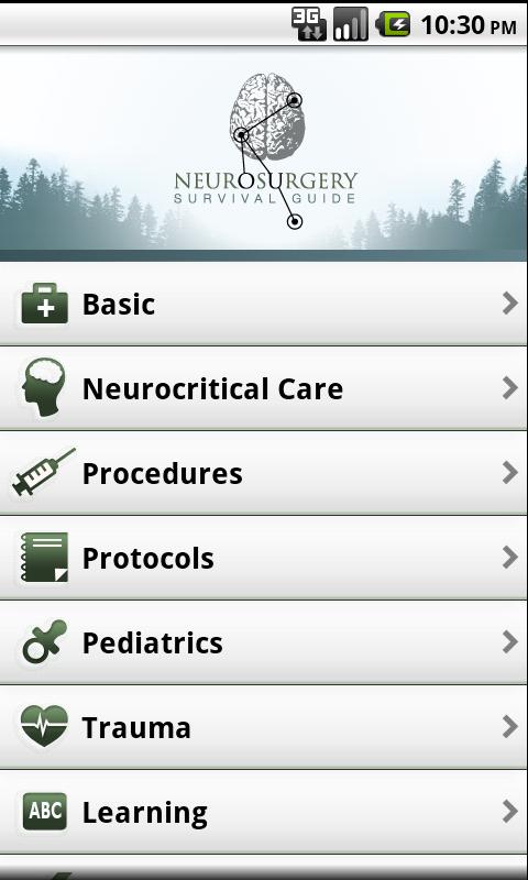 Android application Neurosurgery Survival Guide screenshort