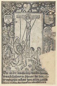 Christus aan het kruis met de heilige Franciscus en het laatste oordeel