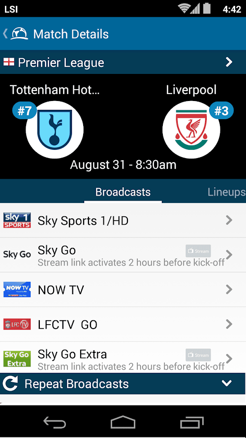 Android application Live Football TV UK screenshort