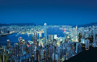 The lights of Hong Kong from Victoria Peak, Hong Kong.