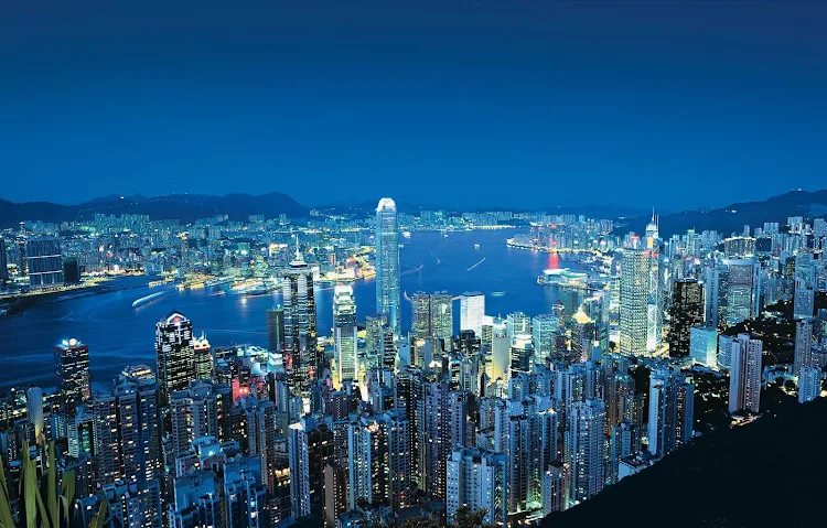The lights of Hong Kong from Victoria Peak, Hong Kong.