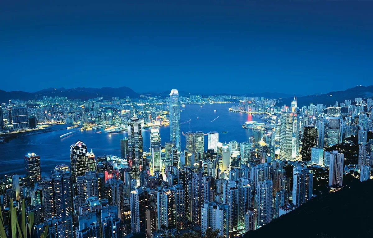 Hong-Kong-view-Victoria-Peak-night - The lights of Hong Kong from Victoria Peak, Hong Kong.
