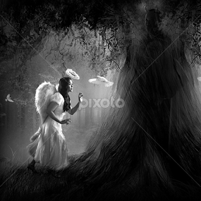 Conversation in by Iwul Maulana - Black & White Abstract