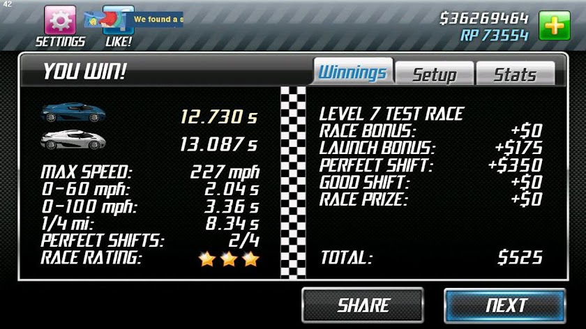 Drag Racing Pro Setups Screen 2
