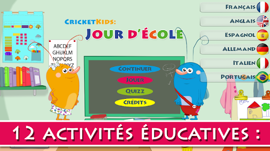 Capture d'ecran de l'application Android Cricket Kids: School Day